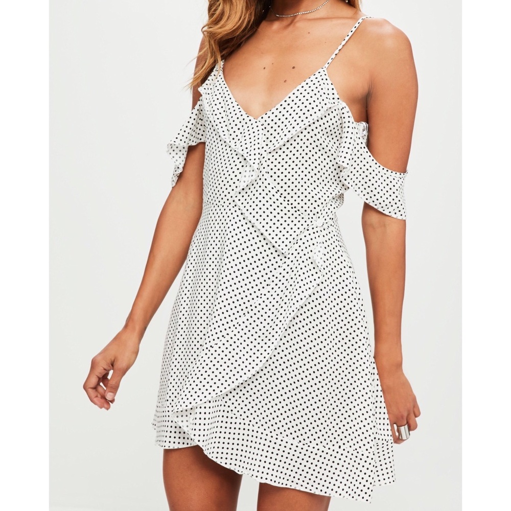 NWT Missguided Polka Dot Wrap Tea Dress